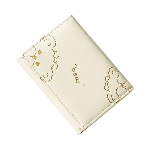 RUHTEUO Kurze kleine Geldbörse Brieftasche dreifach gefaltet Kartenhalter Geldbeutel Damen Studentin Mädchen Kredit ID Tasche Bär Geldbörsen(Beige) von RUHTEUO