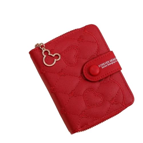 RUHTEUO Mini-Geldbörse mit Maus-Stickerei, Ausweishalter, Mädchen, Geldbörse, modisch, Kurze Geldbörse mit Reißverschluss for Frauen(E) von RUHTEUO