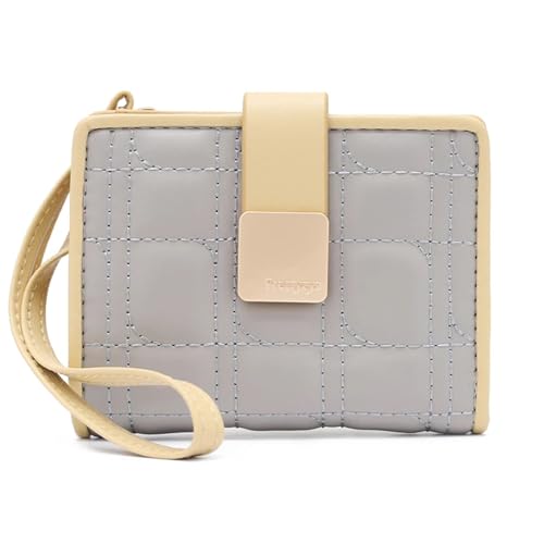 RUHTEUO Mode Damen Brieftaschen und Geldbörsen PU Leder Kurze Brieftasche Weibliche Armband Gestreiften Plaid Frauen Geldbörsen(Blue) von RUHTEUO