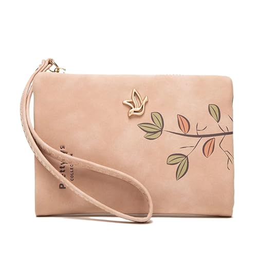 RUHTEUO Mode Frische Blume Kleine Brieftasche Frauen Weiche Leder Damen Geldbörsen Kurze Weibliche Brieftasche Mädchen Mit Armband(Pink) von RUHTEUO