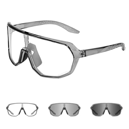RUHTEUO Outdoor Photochromic Cycling Glasses For Men Women Mountain Bike Sunglasses Sports Goggles UV Protection(K63A-PH-SI-1L-30) von RUHTEUO