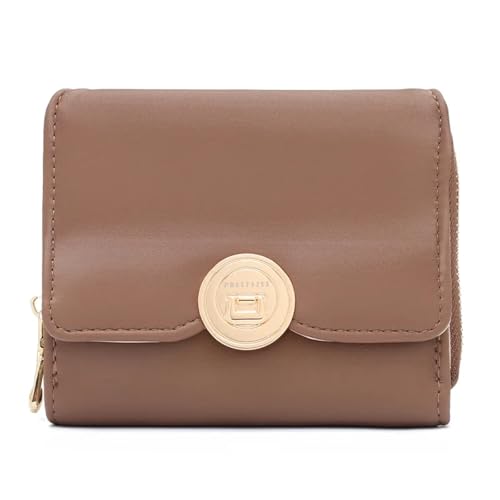 RUHTEUO PU Leder Dame Brieftasche Lock Haspe Kurze Kupplung Solide Mode Brieftasche Frauen Münze Karte Halter Kleine Weibliche Geldbörse Kurze geldbörse(Brown) von RUHTEUO