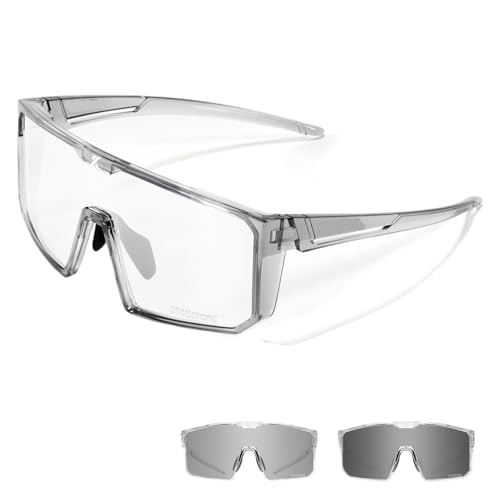RUHTEUO Photochromic Cycling Glasses Men Women Clear Mountain Bike Sunglasses Bicycle Riding Sports Triathlon Running(K232-PH-1L-12) von RUHTEUO