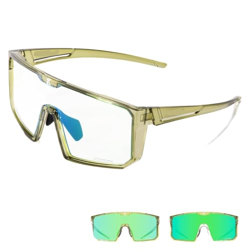 RUHTEUO Photochromic Cycling Glasses Men Women Clear Mountain Bike Sunglasses Bicycle Riding Sports Triathlon Running(K232-PH-GR-1L-10) von RUHTEUO