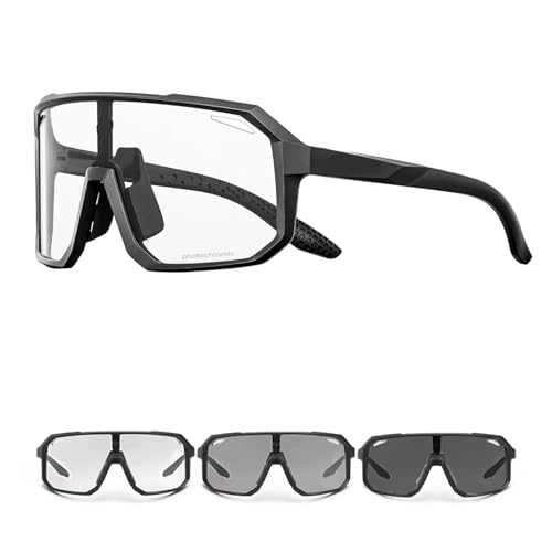 RUHTEUO Photochromic Sports Men UV400 Cycling Glasses Bike Sunglasses Outdoor Eyewear Bicycle Women Riding Hiking Goggles(Photochromic-01) von RUHTEUO