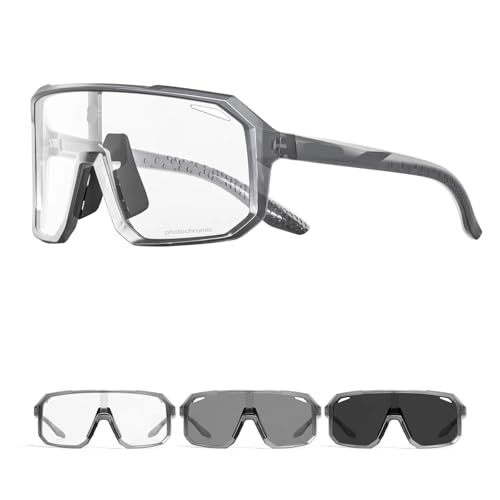 RUHTEUO Photochromic Sports Men UV400 Cycling Glasses Bike Sunglasses Outdoor Eyewear Bicycle Women Riding Hiking Goggles(Photochromic-12) von RUHTEUO