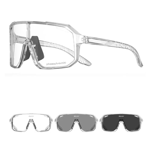 RUHTEUO Photochromic Sports Men UV400 Cycling Glasses Bike Sunglasses Outdoor Eyewear Bicycle Women Riding Hiking Goggles(Photochromic-31) von RUHTEUO