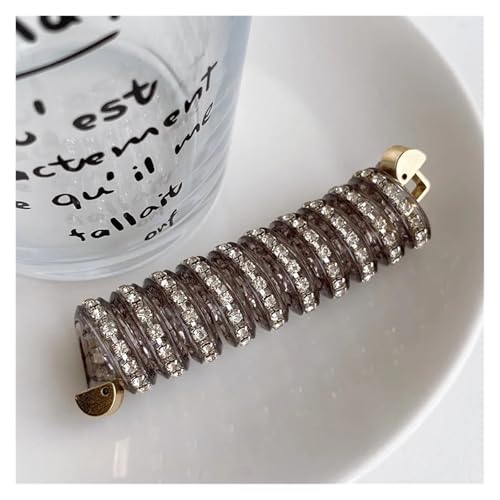 Seiden Scrunchie 1/3Pcs Telefon Linie Haar Seil Frauen Kristall Pferdeschwanz Hohe Elastische Haarbänder Mädchen Harz Haar Krawatten Scrunchies Haar zubehör FüR DüNnes Haar(Champagne-1pc) von RUHTEUO