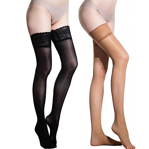 RUIBAVYA 8 Den Damen Halterlose Strümpfe Sexy Glänzende Strümpfe Strümpfe Mit Elasthan Spitze Silikon Strümpfe 2 Paar RUIBAVYA 8 Den Damen Halterlose Strümpfe Sexy Glänzende Strümpfe Strümpfe Mit Elasthan Spitze Silikon Strümpfe 2 Paar von RUIBAVYA