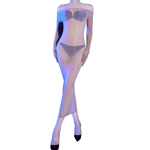 RUIBAVYA Bodystocking Nylon Damen Body stocking Dress Langärmliges Langes Catsuit Kleid Spitze Großer Ausschnitt Bodysuit von RUIBAVYA