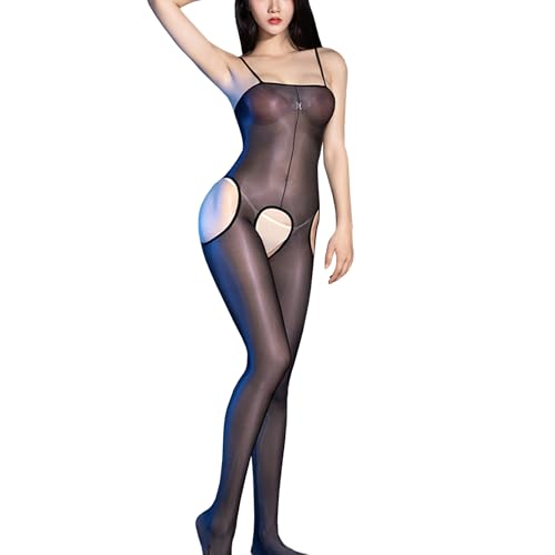 RUIBAVYA Bodystocking Nylon Damen GläNzend Nylon Bodysuit Catsuit Sexy ReizwäSche GanzköRper Strumpfhosen Strapsen Bodystocking von RUIBAVYA