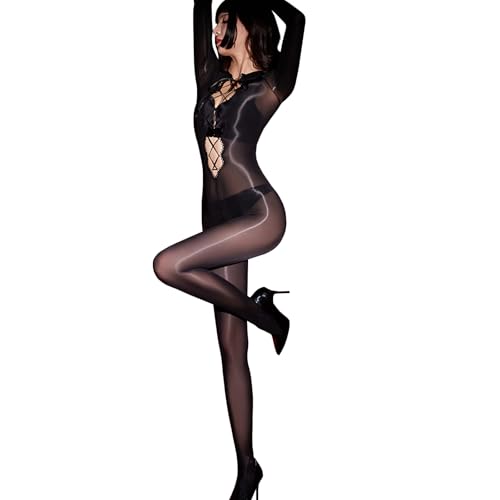 RUIBAVYA Bodystocking Sexy Damen Oily Pantyhose GanzköRper Strumpfhosen GläNzend Bodystocking von RUIBAVYA