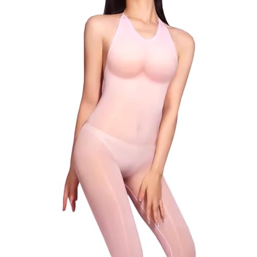 RUIBAVYA Damen GläNzend Bodystocking Catsuit Sexy ReizwäSche Lace-Up GanzköRper Strumpfhose Bodysuit Women Sexy von RUIBAVYA