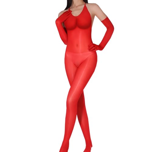 RUIBAVYA Damen GläNzend Bodystocking Catsuit Sexy ReizwäSche Lace-Up GanzköRper Strumpfhose Bodysuit Women Sexy von RUIBAVYA