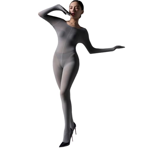 RUIBAVYA Damen Bodystocking Langarm Ganzkörper Bodysuit Umfassen Fünf Finger Handschuh Körper 120D Catsuit Strümpfe Samt von RUIBAVYA