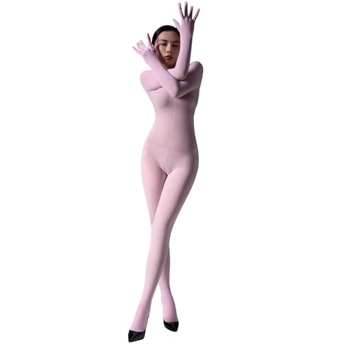 RUIBAVYA Damen Bodystocking Langarm Ganzkörper Bodysuit Umfassen Fünf Finger Handschuh Körper 120D Catsuit Strümpfe Samt von RUIBAVYA