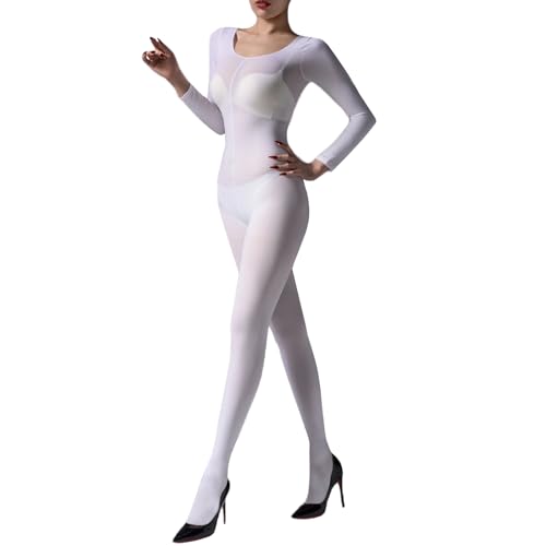 RUIBAVYA Damen Bodystocking Langarm Ganzkörper Bodysuit Umfassen Fünf Finger Handschuh Körper 120D Catsuit Strümpfe Samt von RUIBAVYA