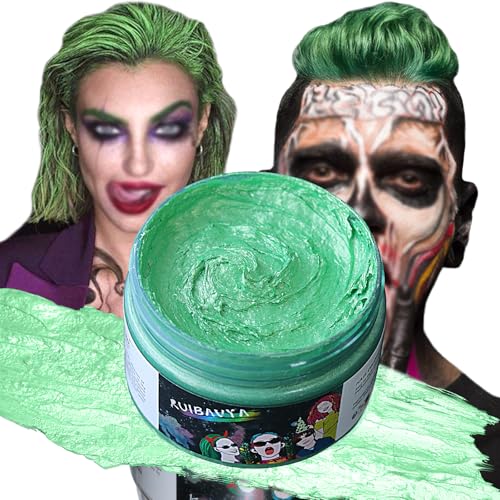 Temporäre Haarfarbe Wachs Grün Natürliches Haarfärbewachs für Männer und Frauen Auswaschbare Haarfarbe Wachs DIY Haarfärbemittel Wachs für Halloween Weihnachtstag Partys Cosplay von RUIBAVYA