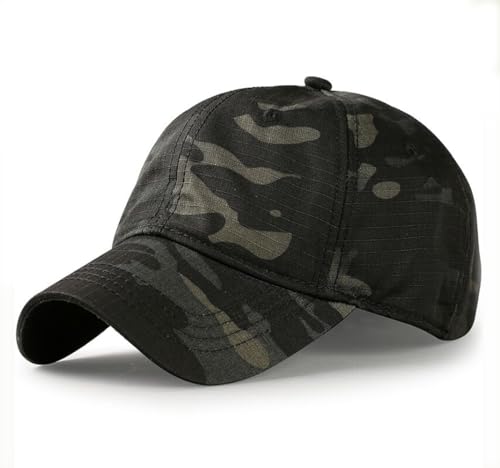RUICHENG Camo Cap Baseball Kappe Herren Outdoor Sport Camouflage Kappe Jagd Angeln Cap (Schwarz) von RUICHENG