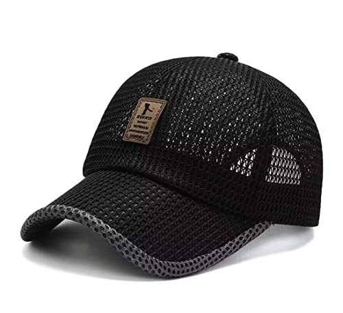 RUICHENG Mesh Cap Basecap Herren Sommer Baseballcap Sports Kappe Schirmmütze (Schwarz-A) von RUICHENG