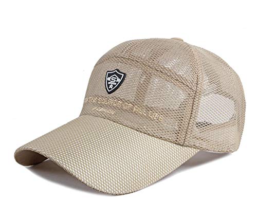 RUICHENG Mesh Cap Damen Herren Sommer Kappe Baseball Cap atmungsaktive Sports Lauf Cap (Beige)… von RUICHENG