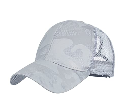 RUICHENG Pferdeschwanz Cap Damen Mesh Baseball Cap Camo Basecap Sommer Sonnen Kappe (Grau) von RUICHENG