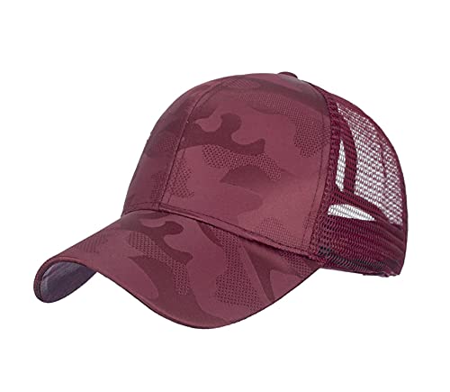 RUICHENG Pferdeschwanz Cap Damen Mesh Baseball Cap Camo Basecap Sommer Sonnen Kappe (Rot) von RUICHENG