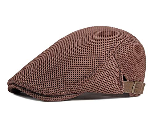 RUICHENG Schiebermütze Herren Sommer Mesh Cap Kappe Gatsby Newsboy Flat Cap Schirmmütze (Braun) von RUICHENG