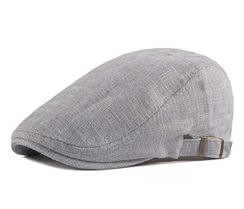 RUICHENG Schirmmütze Herren Sommer Leinen Kappe Flat Cap Schiebermütze (hellgrau) von RUICHENG