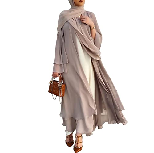 Frauen Muslimisches Gebet Chiffon Offenes Kleid Abaya Dubai Türkei Islam Kaftan islamischer Ramadan Eid Mubarak Frauen Robe mit Hijab von RUIG