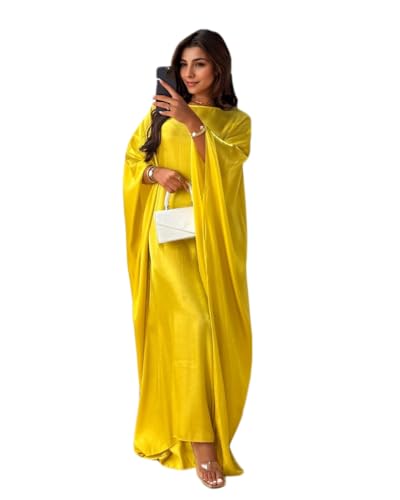 Frauen Satin Abaya Kleid Islam Muslim Sommer Fledermaus Ärmel Maxi Kleid Kaftan Robe Ramadan Kleidung von RUIG