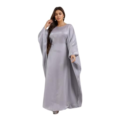 Frauen Satin Abaya Kleid Islam Muslim Sommer Fledermaus Ärmel Maxi Kleid Kaftan Robe Ramadan Kleidung von RUIG