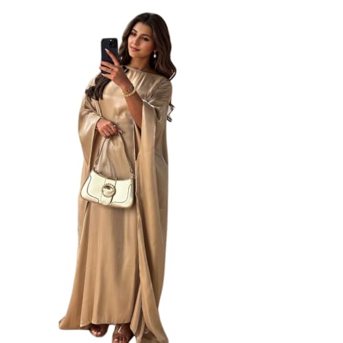 Frauen Satin Abaya Kleid Islam Muslim Sommer Fledermaus Ärmel Maxi Kleid Kaftan Robe Ramadan Kleidung von RUIG