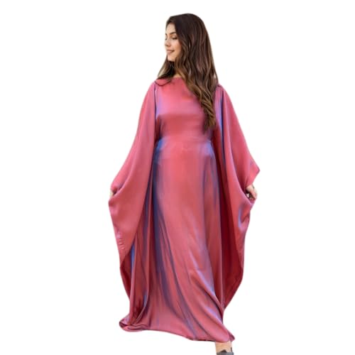 Frauen Satin Abaya Kleid Islam Muslim Sommer Fledermaus Ärmel Maxi Kleid Kaftan Robe Ramadan Kleidung von RUIG