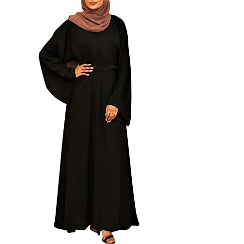 RUIG Muslimisches Gebetskleid für Frauen Abaya Kleid Islamisches Maxi Afrikanisches Kaftan Türkei Islam Kleid in voller Länge, Schwarz von RUIG