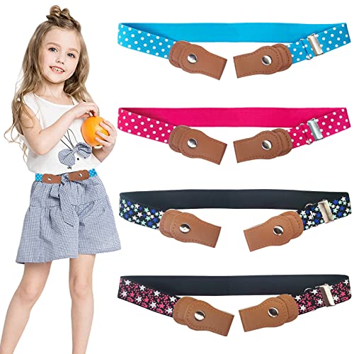 RUIJIE 4 Stücke Gürtel Ohne Schnalle Elastischer Gürtel Kinder Verstellbare Schnallenfreier Kindergürtel Unsichtbare Stretchgürtel Einstellbar Belts für Jungen Mädchen Jeans Hosen Kleid von RUIJIE