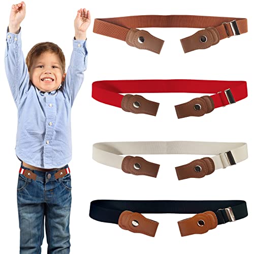 RUIJIE 4Stück Gürtel Kinder Gürtel Ohne Schnalle Elastischer Verstellbare Schnallenfreier Kindergürtel Unsichtbare Stretchgürtel Einstellbar Belts für Jungen Mädchen Jeans Hosen Kleid von RUIJIE