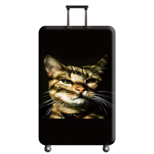 Kofferabdeckung Kofferschutzhülle 3D Tiere Muster Elastisch Waschbar Stretch Kofferschutz Kinder Erwachsene Anti-Kratz-Reise Gepäckabdeckung Luggage Cover (Schwarzes Kätzchen,XL(29-32 Zoll)) von RUILBJ