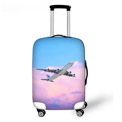 Kofferschutzhülle mit 3D Flugzeug Muster Elastisch Waschbar Dehnbar Kofferschutz für Kinder und Erwachsene Kratzfest Airplane Reisegepäckhülle Passend für 18-32 Zoll Gepäck (Rosa,S (18-21 Zoll)) von RUILBJ