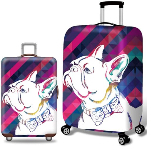 Tier Druck Gepäckhüllen Mops Hund Muster Kind Erwachsene Reise Elastisch Waschbar Staub Schutzhülle 18-32 Zoll Gepäckkoffer Kofferabdeckungen Reisezubehör (Bunt C,XL) von RUILBJ