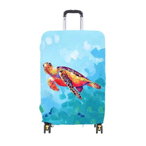 kofferschutzhülle Kofferhülle Elastisch Kofferhülle für Frauen Männer Kofferabdeckung Staub Kofferüberzug Schutzhülle Luggage Cover Meer Schildkröte Mops Motive (Blau, M(Fit 22-24 Zoll Koffer)) von RUILBJ