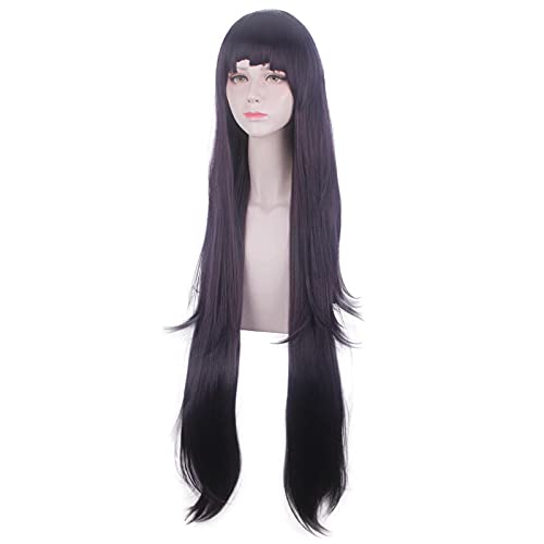 100cm : Trigger Happy Havoc Mikan Tsumiki Long Dark Purple Wig Cosplay Halloween Party Wigs For Women von RUIRUICOS