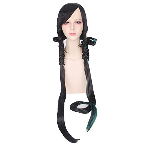 120cm Swords of Legends two Long Braiding Black Ponytail Wig Cosplay Costume Party Wigs For Women High Temperature Fiber von RUIRUICOS