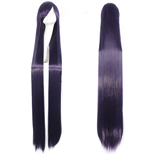 150cm Straight Super Long Anime Cosplay Wig With Bangs Synthetic Hair Black Blue Purple Red Orange White Wigs For Women Rose Net OneSize purple von RUIRUICOS
