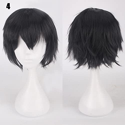 20 Colors 30cm Short Universal Wigs Black White Pink Orange Purple Heat-resistant Fiber Hair Party Costume Cosplay Wig+ Hair Net K049-4 von RUIRUICOS