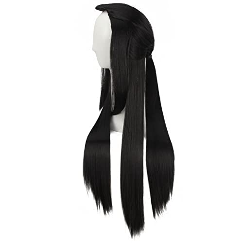 2019 New Eternal Love Ponytail Long Black Cosplay Wig Ancient Costume Synthetic Hair Wigs For Party OneSize black1 von RUIRUICOS