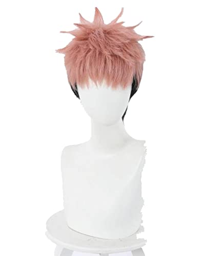 2021 Anime Jujutsu Kaisen Itadori Yuji Cosplay Wig for Men Women Halloween Party Pink Short Wig Daily Wear von RUIRUICOS