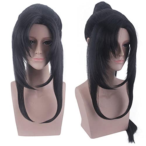 50cm Black Ponytail Wig Cosplay Costume Synthetic Hair Halloween Costume Party Play Wigs For Men Women von RUIRUICOS