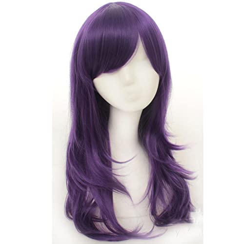 70cm Anime Long Wavy Cosplay Wig With Bangs Heat Resistant Synthetic Hair Black Pink Silver Blue Green Woman Wigs OneSize purple von RUIRUICOS