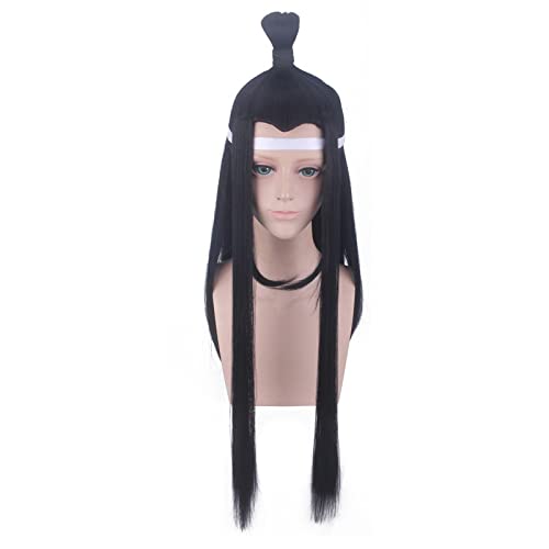 80cm Ancient Chinese Style Hair Men Warrior long Straight black Cosplay Wig Swordsman Costume Play Wigs von RUIRUICOS